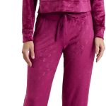 Juicy Couture Women's 2 Piece Velvet Fleece Long Sleeve Pullover Top and Pants Lounge Sleepwear Set-0