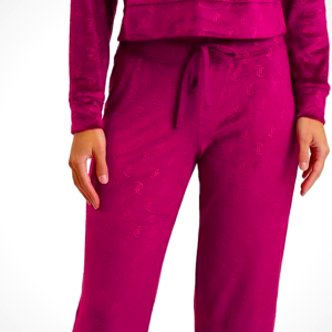 Juicy Couture Women's 2 Piece Velvet Fleece Long Sleeve Pullover Top and Pants Lounge Sleepwear Set