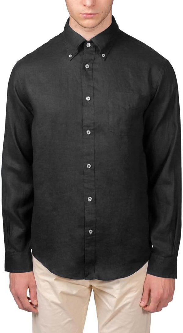 Brooks Brothers Men's All Linen The Original Polo Long Sleeve Shirt, brooks nader