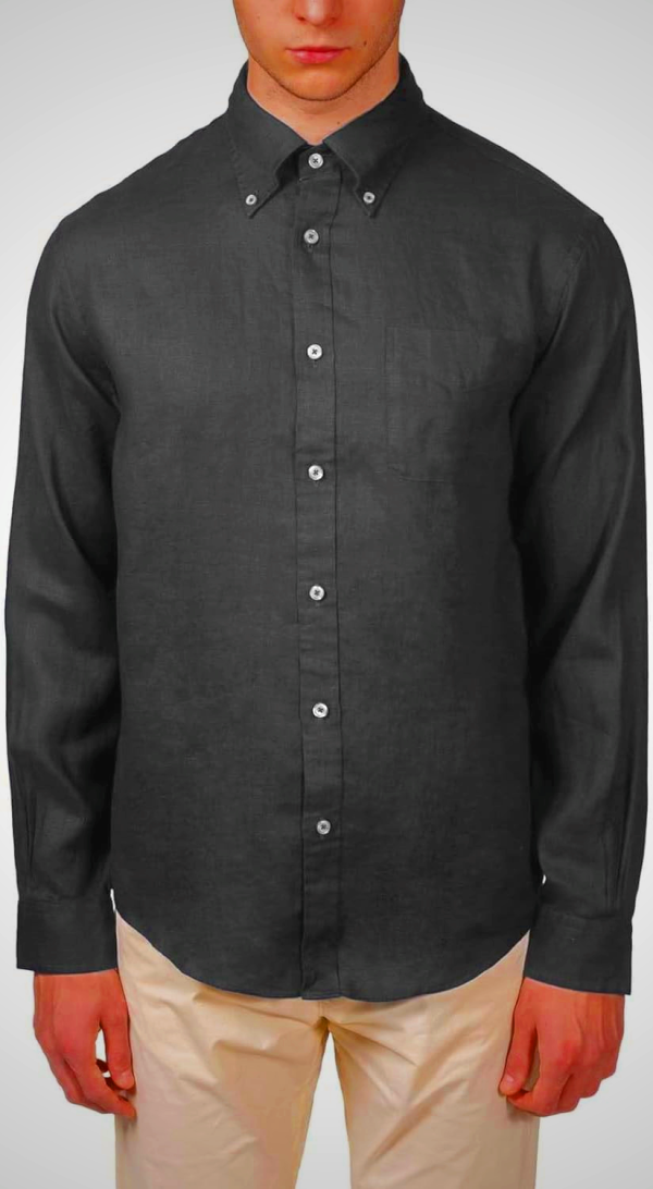 Brooks Brothers Men's All Linen The Original Polo Long Sleeve Shirt,