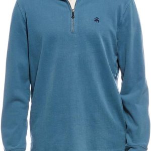 Brooks Brothers Mens Classic Fit Contrast Collar Quarter Zip Cotton Sweatshirt, brothers home
