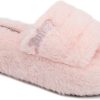 Juicy Couture Women's Faux Fur Platform Slippers – Fluffy Cozy Indoor Outdoor Slip-On House Shoes juicy made