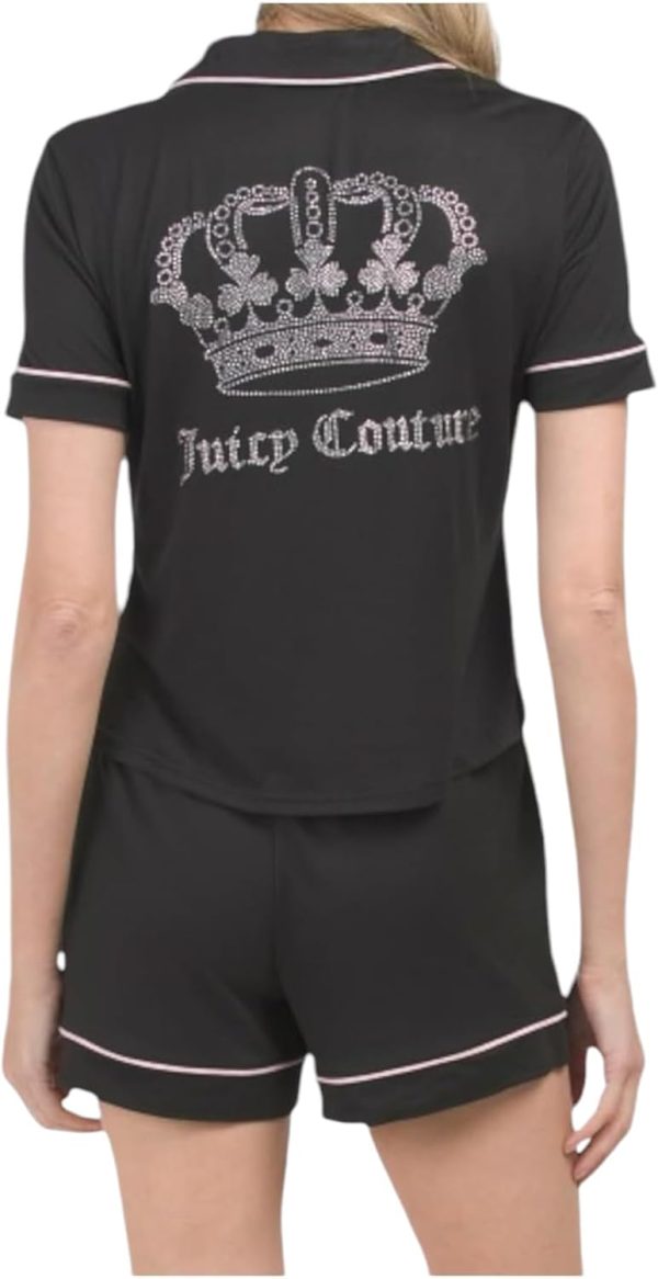 Juicy Couture Women’s Button Down Short Sleeve Shirt and Shorts Pajama Set buttonwillow