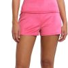 Juicy Couture Women's 2 Piece Velvet Fleece Short Sleeve Shirt and Pajama Shorts Lounge Sleepwear Set juicy bar