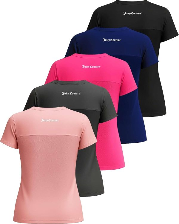 Juicy Couture Women's Mesh Back Short Sleeve Athletic Shirts – Workout Tops for Fitness, Gym, Yoga & Activewear (Plus)-0