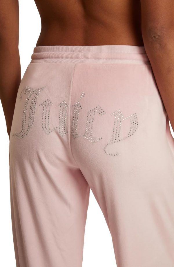 Juicy Couture Women's Velvet Fleece Lounge Pajama Pant with Rhinestones-3