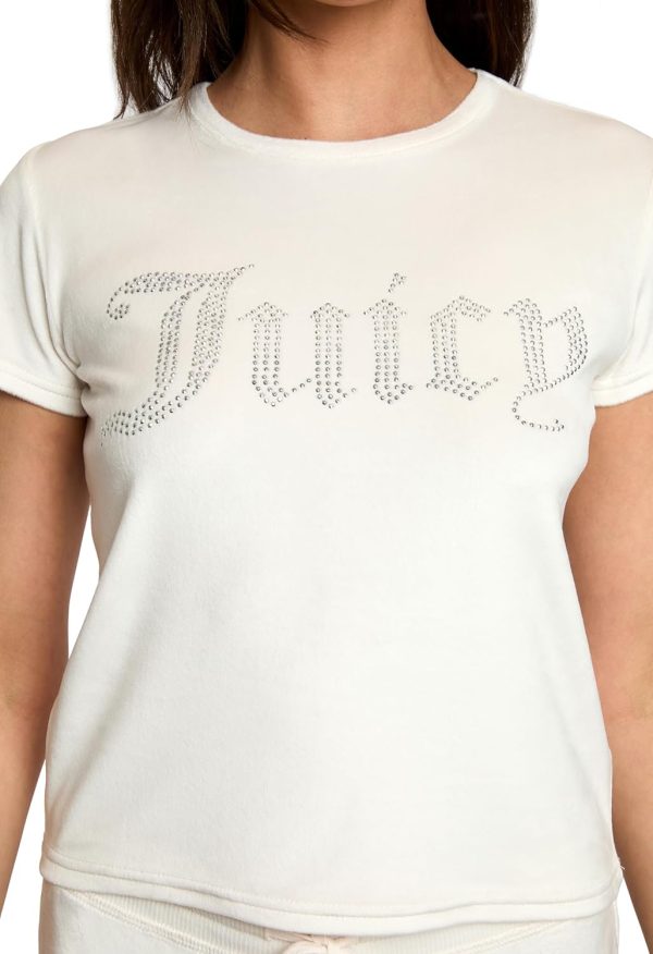 Juicy Couture Women's 2 Piece Velvet Fleece Short Sleeve Shirt and Pants Lounge Sleepwear Set-2