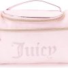 Juicy Couture Pink Makeup Bag Cosmetics Organizer Travel Essentials Hanging Duffel Velour Rhinestones-3