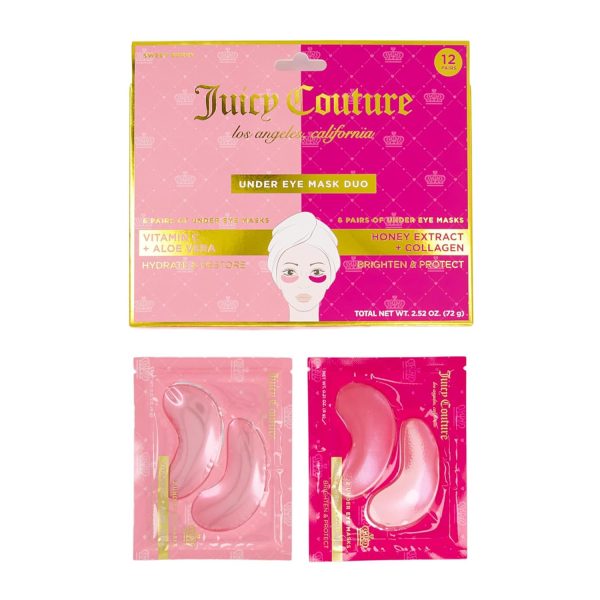Juicy Couture Hydrogel Undereye Mask Duo, 6 Vitamin C + Aloe Vera Masks to Hydrate & Restore, 6 Honey Extract + Collagen to Brighten & Protect hydrogel film