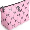 Juicy Couture Pink Makeup Bag Cosmetics Organizer Travel Essentials Top Zip Pouch Black Bow-3