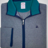 Brooks Brothers Mens Contrast Polar Fleece Polyester Full Zip Sweater,