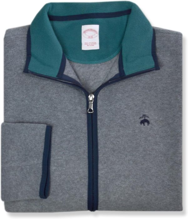 Brooks Brothers Mens Contrast Polar Fleece Polyester Full Zip Sweater, polaroid camera