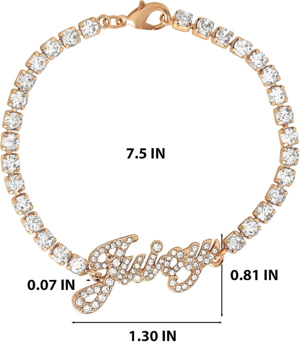 Juicy Couture Logo Clear Stone Bracelet for Women 7.5", Gold-Tone Bling Juicy Bracelet-4