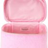 Juicy Couture Pink Makeup Bag Cosmetics Organizer Travel Essentials Train Case Velour Heart Logo-4