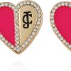 Juicy Couture Gold and Pink Heart Stud Earrings For Women couture meaning