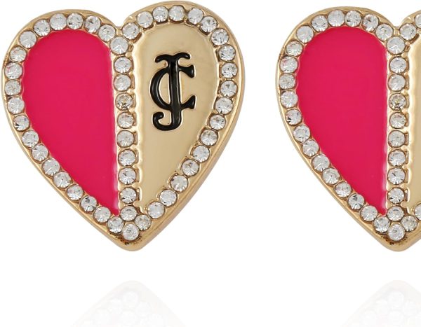 Juicy Couture Gold and Pink Heart Stud Earrings For Women couture meaning