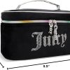 Juicy Couture Black Rainbow Makeup Bag Cosmetics Organizer Travel Essentials Train Case Velour Rhinestones blackstone