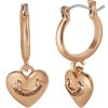 Juicy Couture Dangle Heart Charm Hoop Earrings for Women, Yellow Gold-Tone Juicy Couture Earrings-4