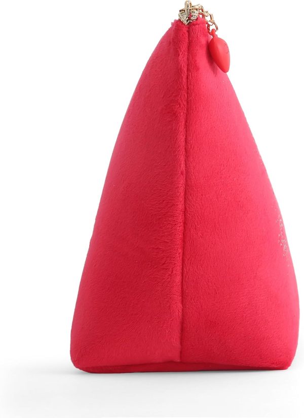 Juicy Couture Red Makeup Bag Cosmetics Organizer Travel Essentials Top Zip Pouch Rhinestone Velour redline