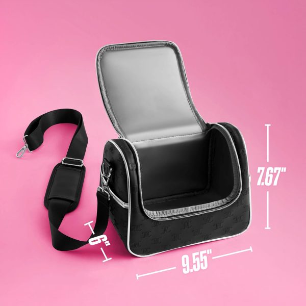 Juicy Couture Insulated Lunch Bag – Stylish Cooler Tote with Adjustable Crossbody Strap, Debossed Logo, Black – Women's Lunch Box Bag for Work, School, Travel baguette