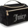 Juicy Couture Black Makeup Bag Cosmetics Organizer Travel Essentials Hanging Duffel Velour Rhinestones-0