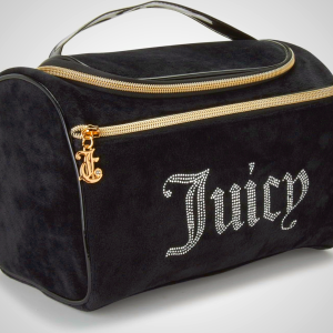 Juicy Couture Black Makeup Bag with Velour and Rhinestones