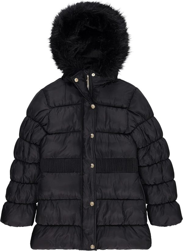 Juicy Couture Girls Coat, Faux Fur Hooded Winter Jacket, Warm Padded Parka Hoodie, Kids Heavyweight Winter Coat juicy couture bag