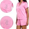 Juicy Couture Women's 2 Piece Satin Notch Collar Button Down Shirt and Pajama Shorts Lounge and Sleepwear Set-3