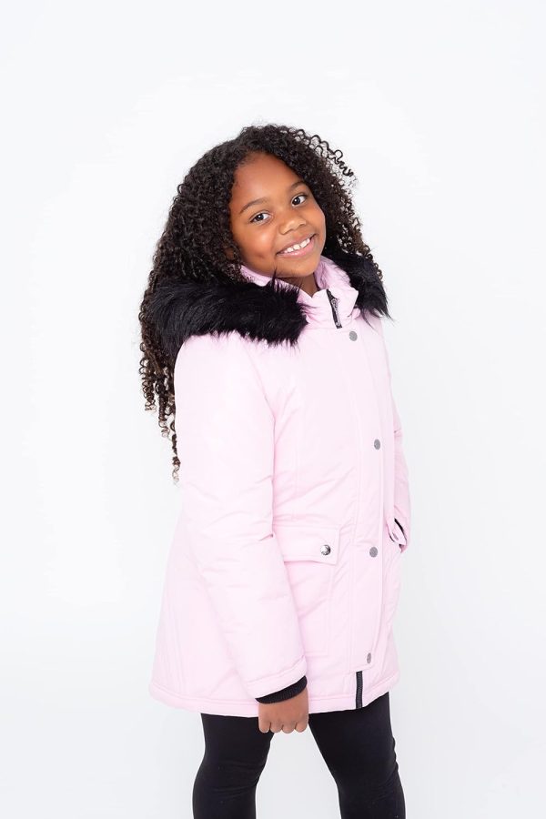 Juicy Couture Girls Coat, Faux Fur Hooded Winter Jacket, Warm Padded Parka Hoodie, Kids Heavyweight Winter Coat-4
