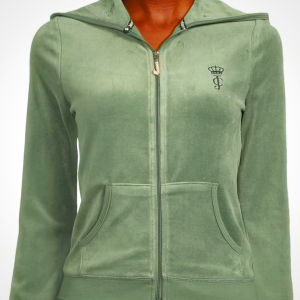 Juicy Couture Women's Heritage Rib Trim Kangaroo Pocket Track Jacket