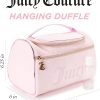 Juicy Couture Pink Makeup Bag Cosmetics Organizer Travel Essentials Hanging Duffel Velour Rhinestones-1