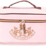 Juicy Couture Pink Makeup Bag Cosmetics Organizer Travel Essentials Train Case Gold Terroir Dog Rhinestone Crown Velour juicy made