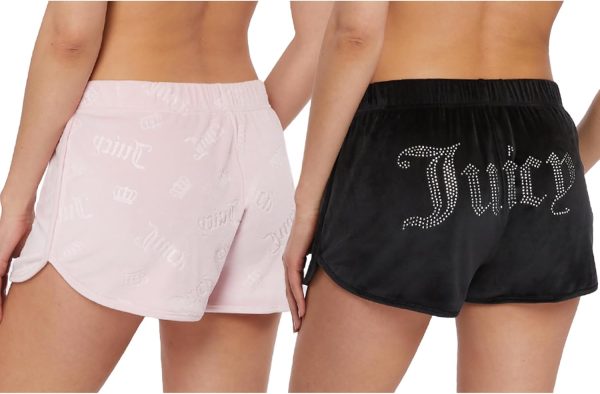 Juicy Couture Women's 2-Pack Sleep and Lounge Velvet Fleece Dolphin Shorts skims