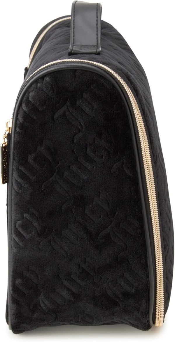 Juicy Couture Pink Makeup Bag Cosmetics Organizer Travel Essentials Hanging Hook Velour Logo couture pronunciation