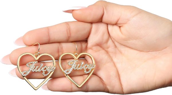 Juicy Couture Logo Heart Dangle or Hoop Earrings for Women, Gold-Tone Heart Earrings with Clear Stones, Juicy Gifts hearthstone