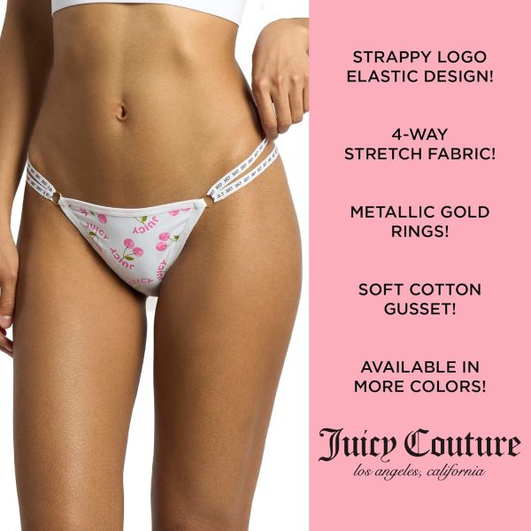 Juicy Couture Women's Strappy Stretch Logo Thong Underwear Set, 5-Pack-4