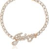 Juicy Couture Logo Clear Stone Bracelet for Women 7.5", Gold-Tone Bling Juicy Bracelet stonehenge