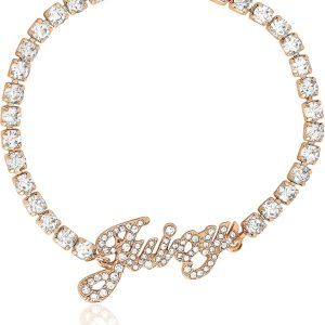 Juicy Couture Logo Clear Stone Bracelet for Women 7.5", Gold-Tone Bling Juicy Bracelet stonehenge