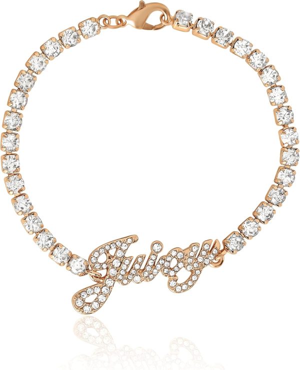 Juicy Couture Logo Clear Stone Bracelet for Women 7.5", Gold-Tone Bling Juicy Bracelet stonehenge