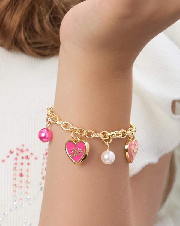 Juicy Couture Kids Charm Bracelets for Girls, Gold-Tone Girls' Bracelets with Novelty and Logo Charms, Juicy Gifts charming
