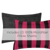 Juicy Couture Cabana Stripe Reversible Bedding Set - Queen/Full Size - Black and Hot Pink Stripe Print – 6 Piece Set – Includes 1 90" x 90" Comforter, 3 Decorative Pillows, 2 Shams cabana beach