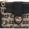 Juicy Couture Women's Starry Night Card Case Wallet with Keychain, Black/beige couture
