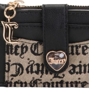 Juicy Couture Women's Starry Night Card Case Wallet with Keychain, Black/beige couture
