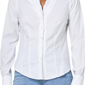 Brooks Brothers Womens Fitted Long Sleeve Non-Iron Stretch Ruffle Neck Blouse longman dictionary