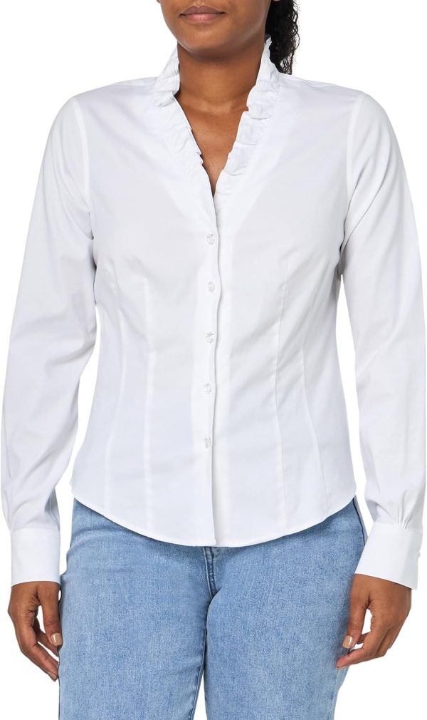 Brooks Brothers Womens Fitted Long Sleeve Non-Iron Stretch Ruffle Neck Blouse longman dictionary