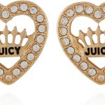 Juicy Couture Two Tone Gold and Pink Stud Earrings For Women juicy made