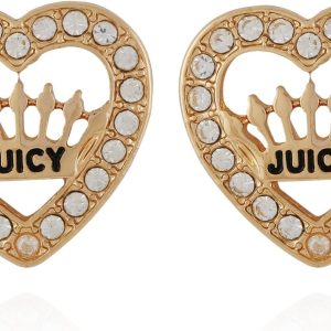 Juicy Couture Two Tone Gold and Pink Stud Earrings For Women juicy made