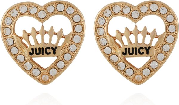 Juicy Couture Two Tone Gold and Pink Stud Earrings For Women juicy made