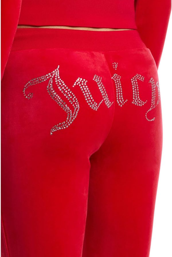 Juicy Couture Womens Rib Waist Velour Pants with Drawcord-3
