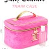 Juicy Couture Hot Pink Makeup Bag Cosmetics Organizer Travel Essentials Train Case Velour Heart Crown couture pronunciation